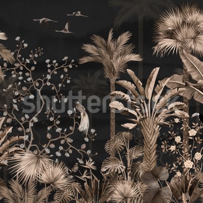 Magnolia Jungle, Black pattern image
