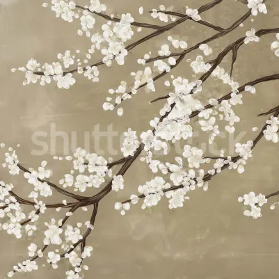 Sakura Branch, Beige pattern image