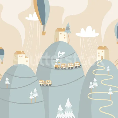 Mountain Village, Pastel pattern image