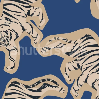 Quirky Tigers, Blue pattern image