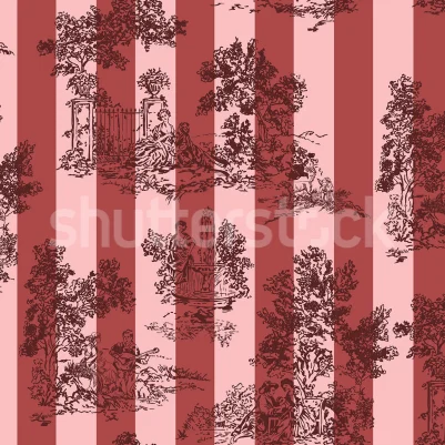 Happy Toile, Raspberry pattern image