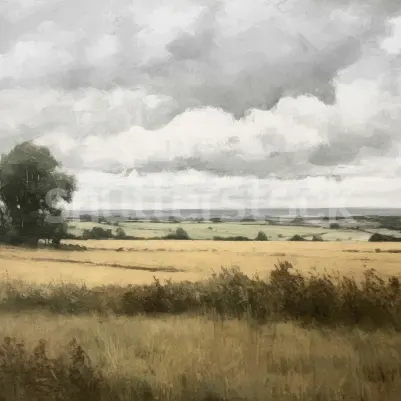 Landscape Painting, Beige pattern image
