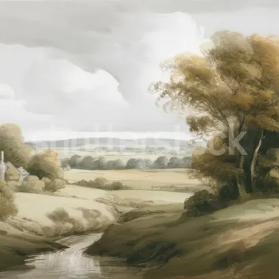 Field View Painting, Beige pattern image
