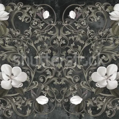 Fabulous Flowers, Gray pattern image