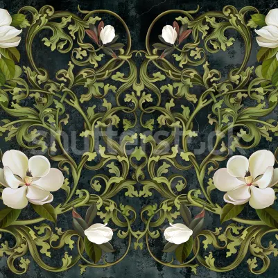 Fabulous Flowers, Green pattern image