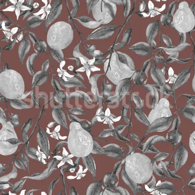 Pear Garden, Burgundy pattern image