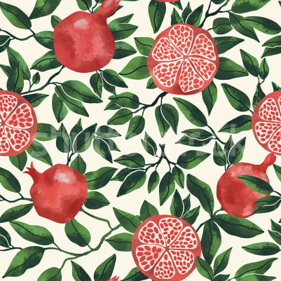 Pomegranate, Green pattern image