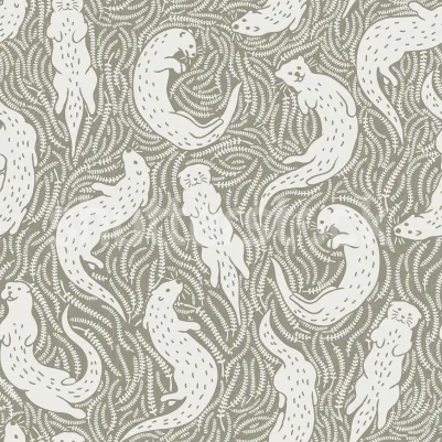 Cute Otters, Beige pattern image