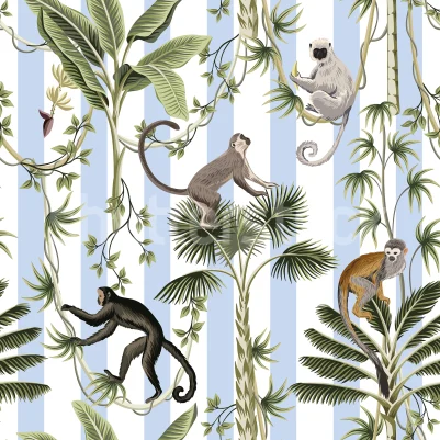 Monkey Stripes, Blue pattern image