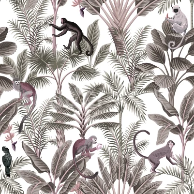 Tropical Monkeys, Red pattern image