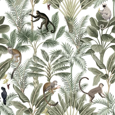 Tropical Monkeys, Green pattern image