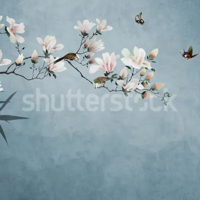 Bird Branch, Blue pattern image