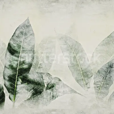 Misty Leafs, Green pattern image