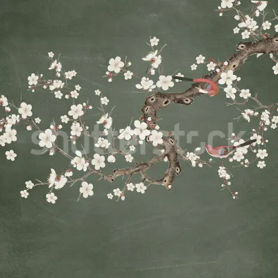 Serene Branches, Green pattern image