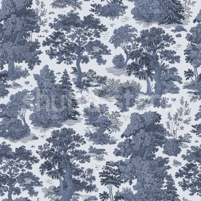 Woodland Toile, Blue pattern image