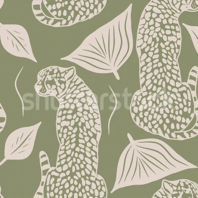 Whimsy Leopard, Green pattern image