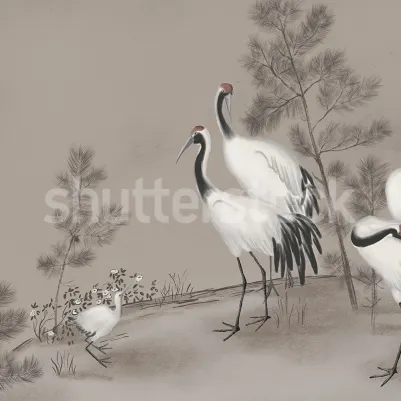 Whispering Cranes, Gray pattern image