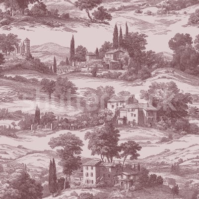 Countryside Toile, Cambridge Red pattern image