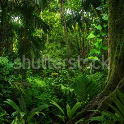 Tropical Landscape, Green pattern image