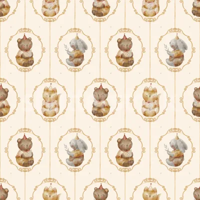 Cute Animals, Beige pattern image