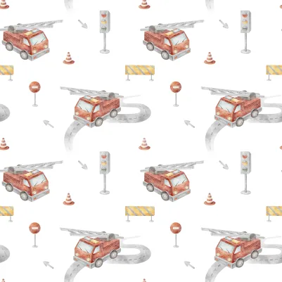 Fire Trucks, Red pattern image