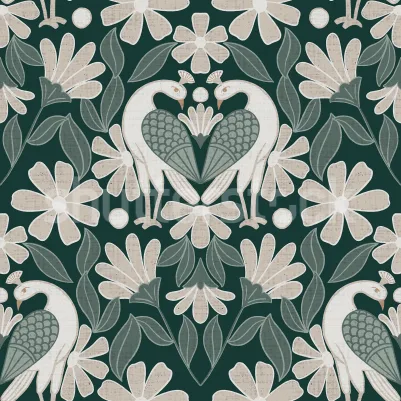 Dreamy Birds, Green pattern image