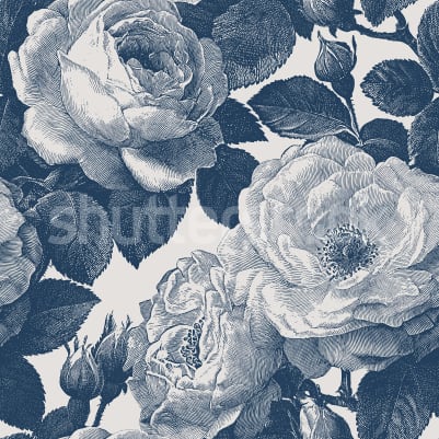Bold Roses, Blue pattern image