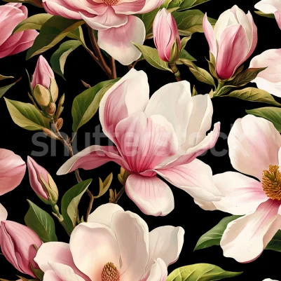 Magnolia Blossoms, Pink pattern image