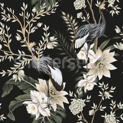 Graceful Cranes, Dark pattern image