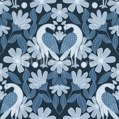 Dreamy Birds, Blue pattern image