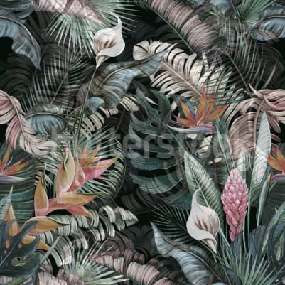 Jungle Leaves, Dark Green pattern image