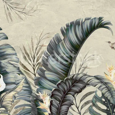 Tropical Leaves, Beige pattern image