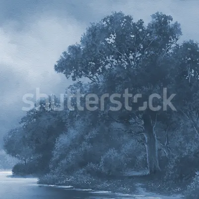 Tranquil Forest, Blue pattern image