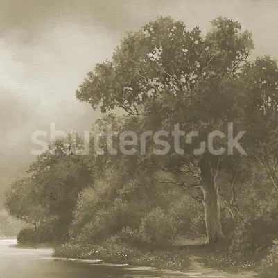 Tranquil Forest, Beige pattern image