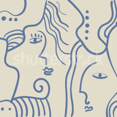 Faces, Blue pattern image