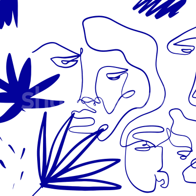 Linear Faces, Blue pattern image
