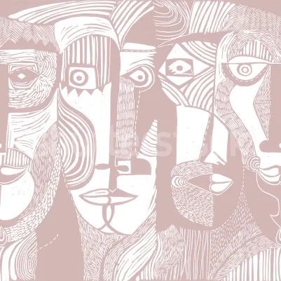 Artistic Faces, Pink pattern image