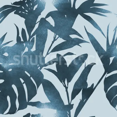 Shapes of Leaves, Blue pattern image