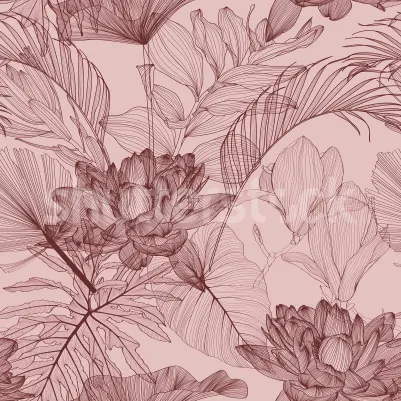 Graphic Flora, Burgundy pattern image