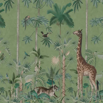 Giraffes Stroll, Emerald pattern image