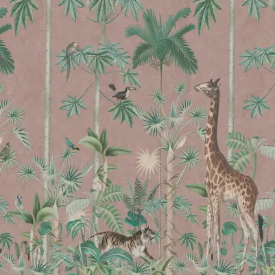 Giraffes Stroll, Pink pattern image