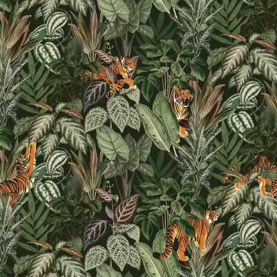 Mischievous Tigers, Lush pattern image