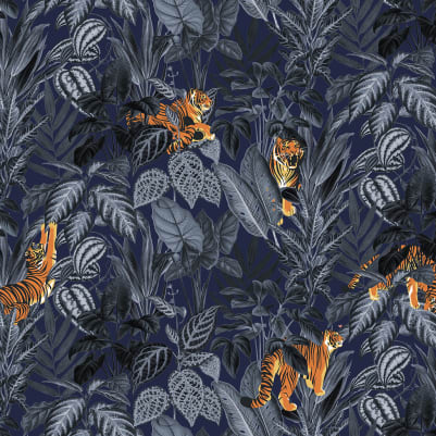 Mischievous Tigers, Moonlight pattern image