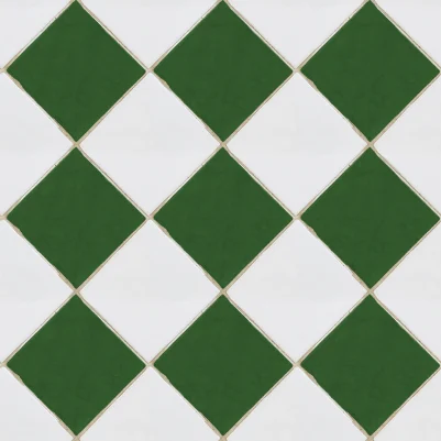 Checkered Tiles, White & Green pattern image
