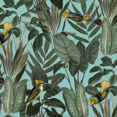 Birds of Paradise, Lush Green pattern image