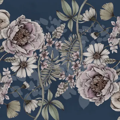 Spring Flower, Dark Blue pattern image