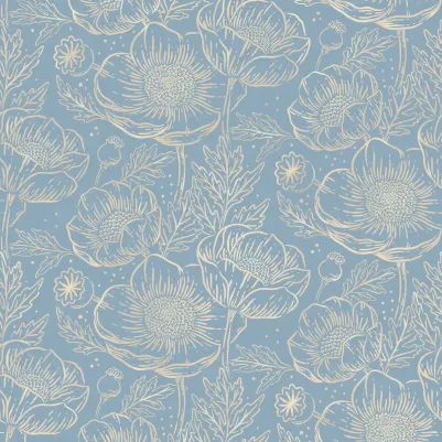 Golden Poppy, Baby Blue pattern image