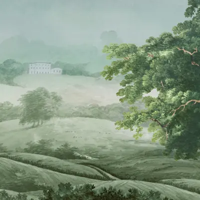 Vintage Tree, Green pattern image