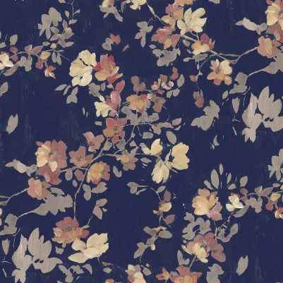 Blooming Garden, Dark Blue pattern image