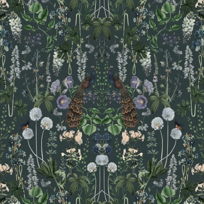 Peacock Garden, Black pattern image